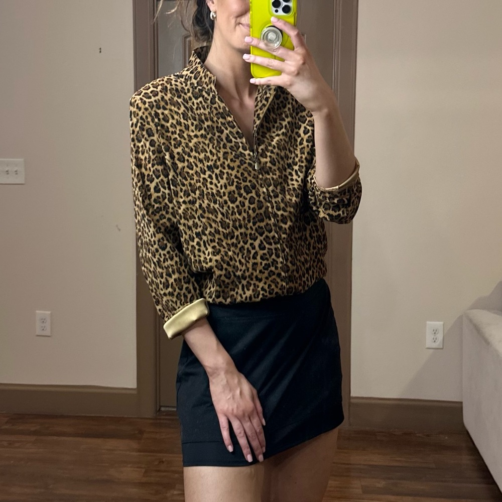 Sporty Cheetah Print Zip Up Jacket